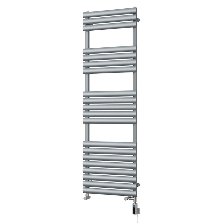 Omeara - Silver Dual Fuel Towel Rail H1595mm x W500mm Thermostatic WIFI