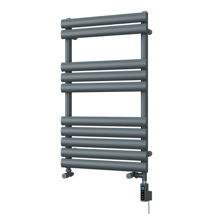 Omeara - Anthracite Dual Fuel Towel Rail H825mm x W500mm Thermostatic WIFI