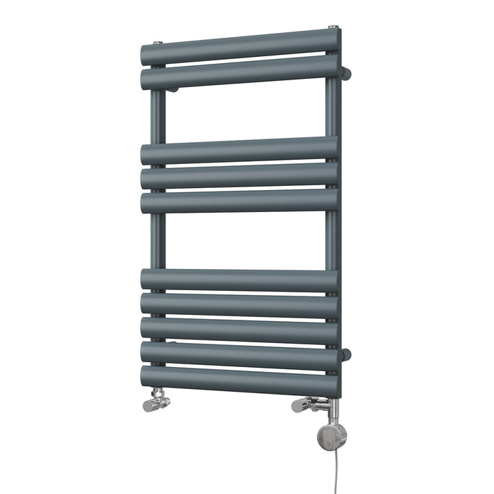 Omeara - Anthracite Dual Fuel Towel Rail H825mm x W500mm Thermostatic