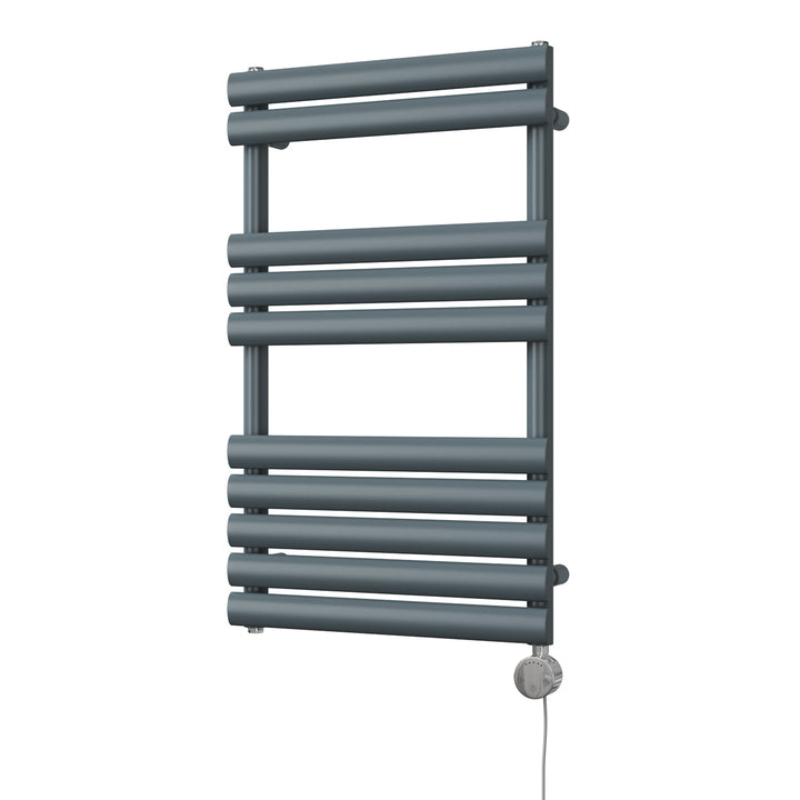 Omeara - Anthracite Electric Towel Rail H825mm x W500mm 300w Thermostatic