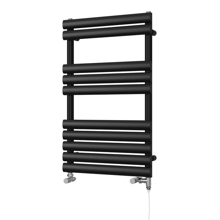 Omeara - Black Dual Fuel Towel Rail H825mm x W500mm Standard