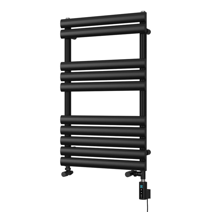 Omeara - Black Dual Fuel Towel Rail H825mm x W500mm Thermostatic WIFI