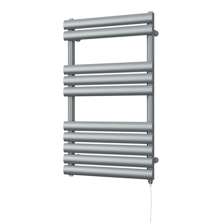 Omeara - Silver Electric Towel Rail H825mm x W500mm 400w Standard