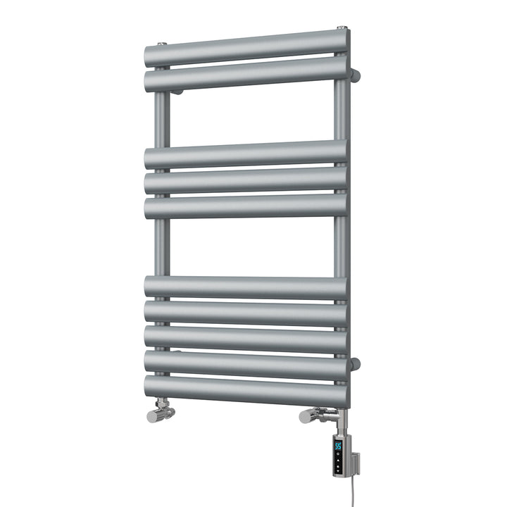 Omeara - Silver Dual Fuel Towel Rail H825mm x W500mm Thermostatic WIFI