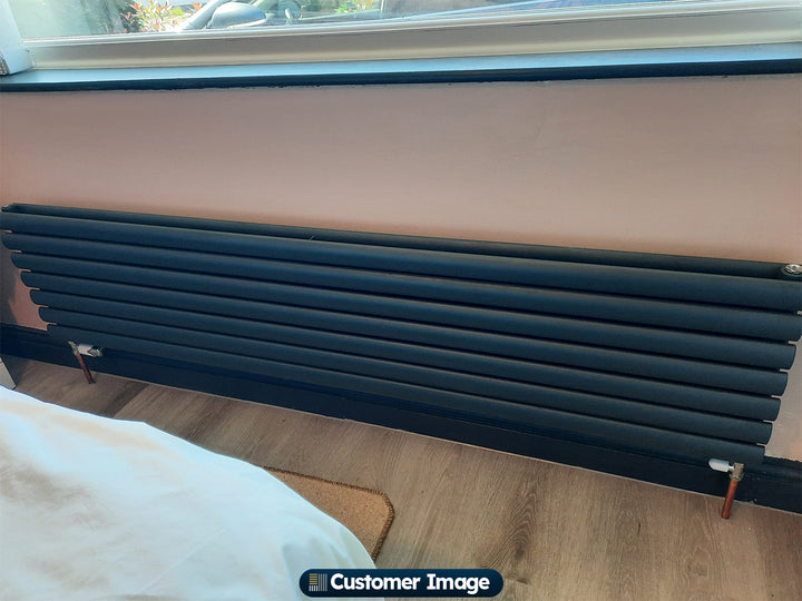 Omeara Axis - Anthracite Horizontal Radiator H406mm x W1800mm Double Panel