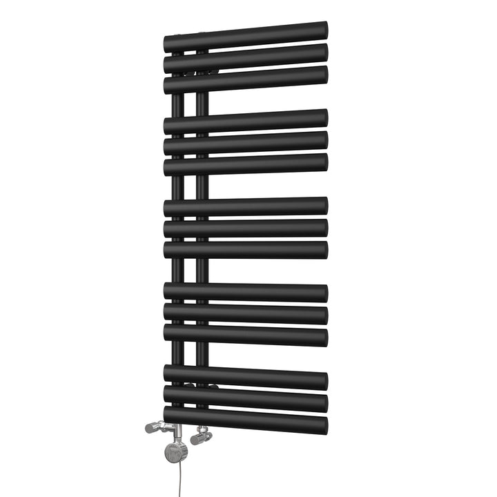Percival - Black Dual Fuel Towel Rail H1120mm x W500mm Thermostatic