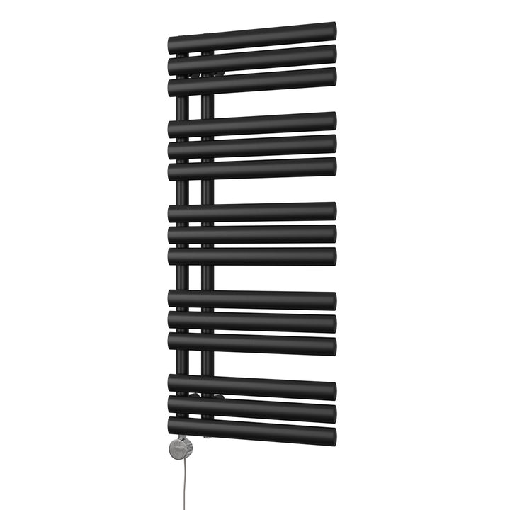 Percival - Black Electric Towel Rail H1120mm x W500mm 600w Thermostatic