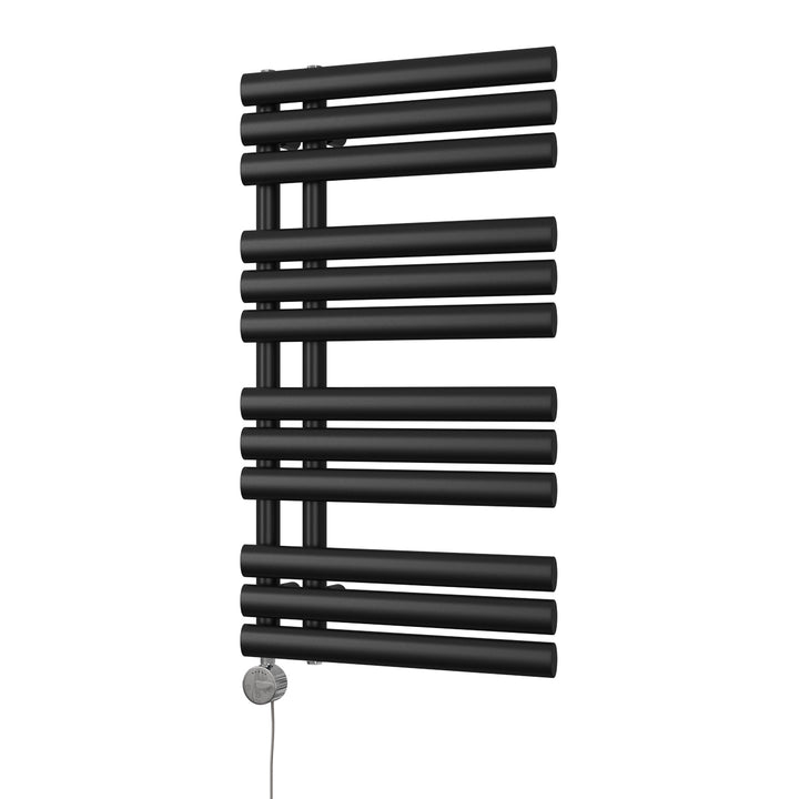 Percival - Black Electric Towel Rail H884mm x W500mm 300w Thermostatic