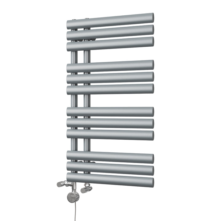 Percival - Silver Dual Fuel Towel Rail H884mm x W500mm Thermostatic