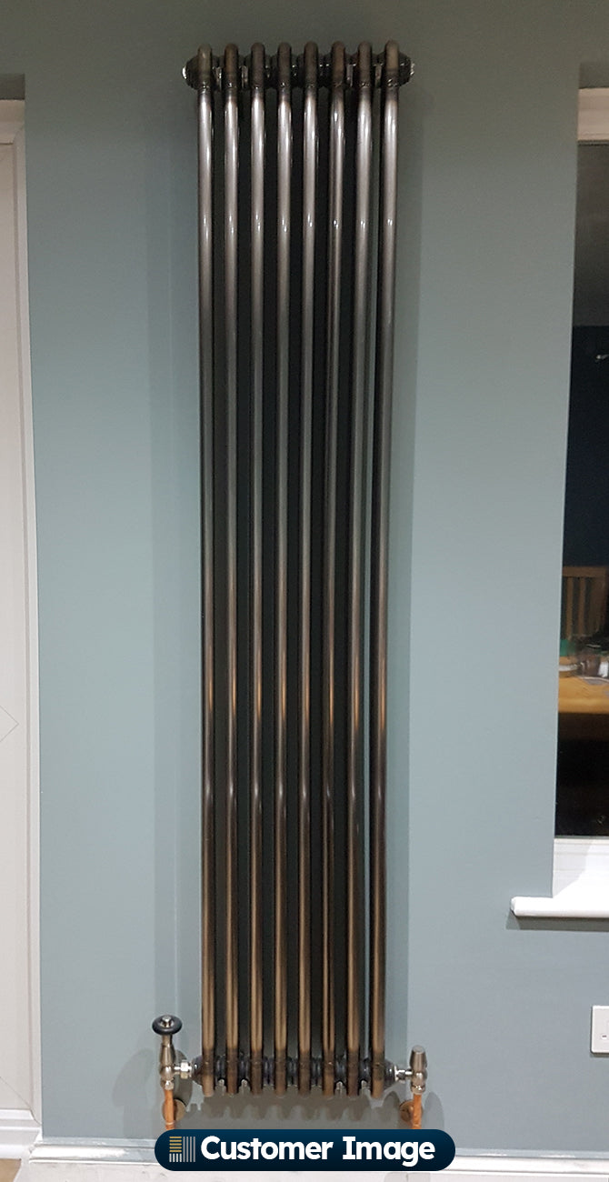 Alpha - Raw Metal Vertical Column Radiator H1800mm x W372mm 2 Column