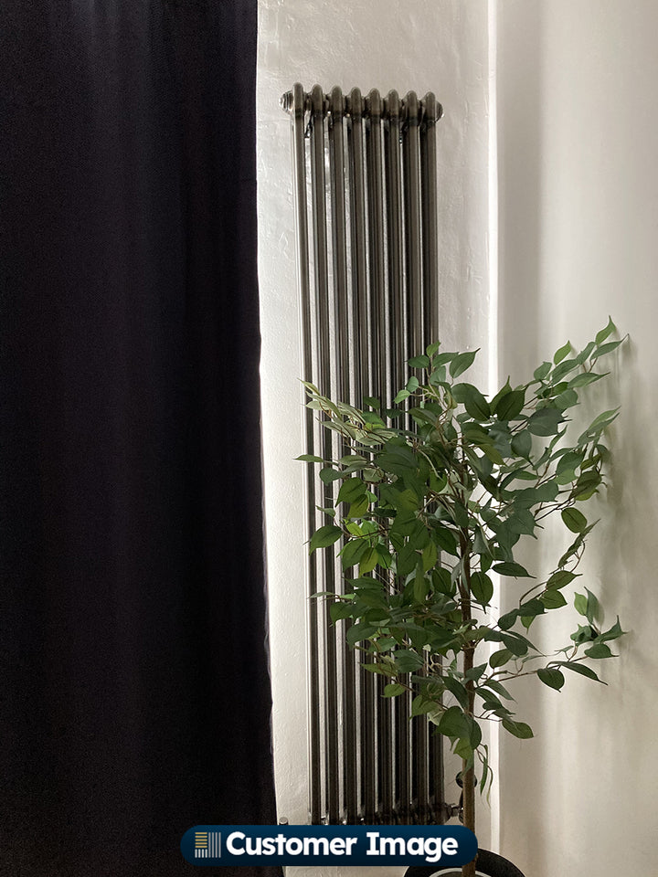 Alpha - Raw Metal Vertical Column Radiator H1800mm x W372mm 2 Column - Feet Included