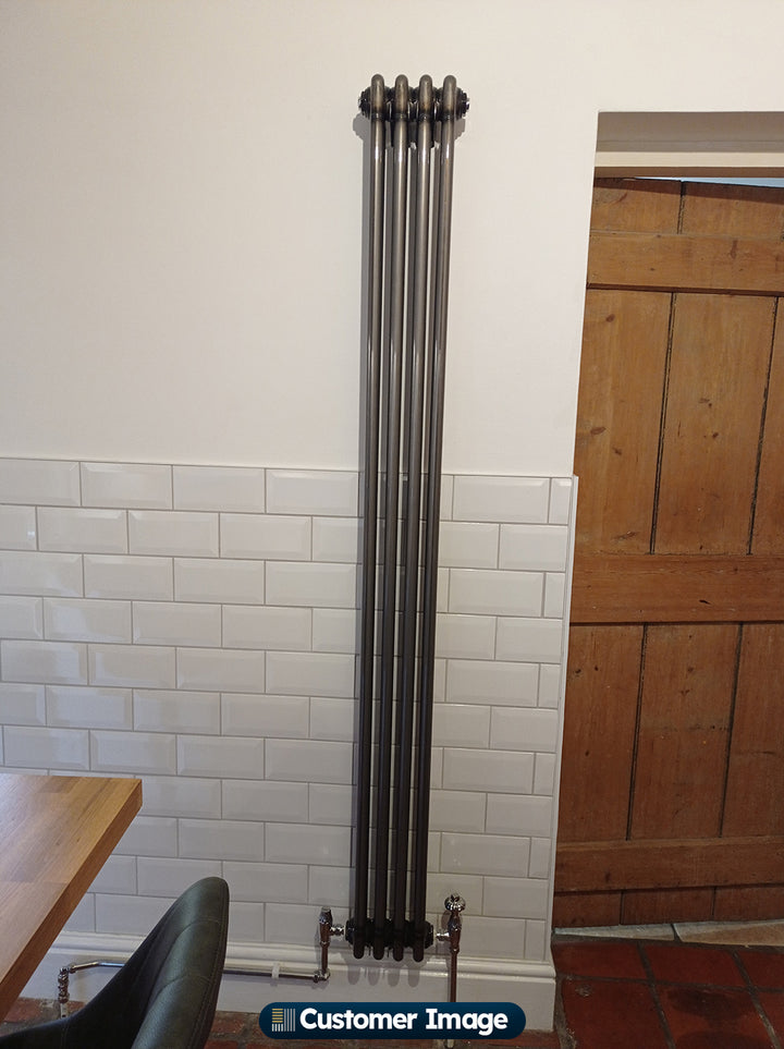 Alpha - Raw Metal Vertical Column Radiator H1800mm x W198mm 3 Column - Feet Included
