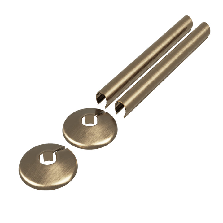 Talus - Antique Brass Brushed & Lacquered Alloy Metal Snap On Pipe Covers 200mm
