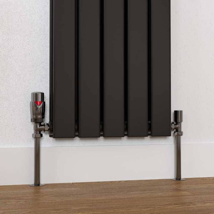 Stirling Bold - Black Nickel Thermostatic Radiator Valve & Lockshield Angled 15mm