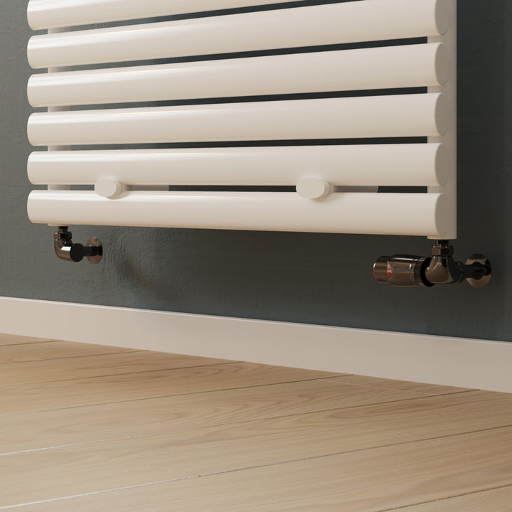 Stirling Bold - Black Nickel Thermostatic Radiator Valve & Lockshield Corner 8mm