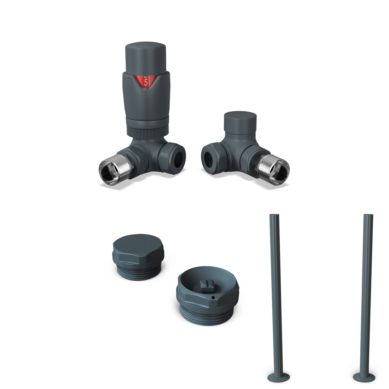 Stirling Bold - Thermostatic Radiator Valve & Accessory Kit - Anthracite Corner 15mm