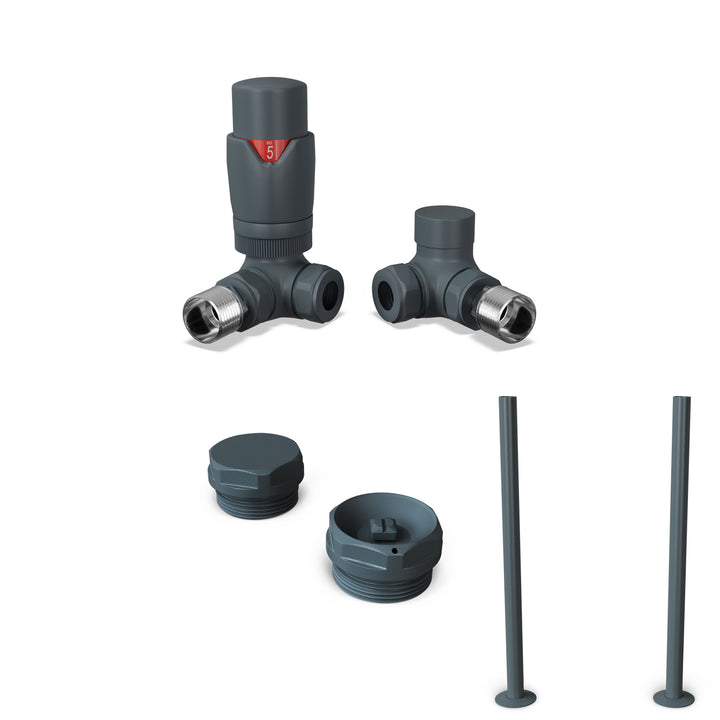 Stirling Bold - Thermostatic Radiator Valve & Accessory Kit - Anthracite Corner 15mm