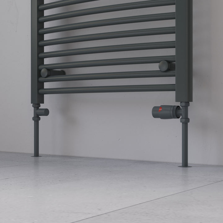 Stirling Bold - Anthracite Thermostatic Radiator Valve & Lockshield Straight 10mm
