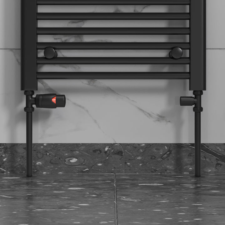 Stirling Bold - Thermostatic Radiator Valve & Accessory Kit - Black Straight 15mm