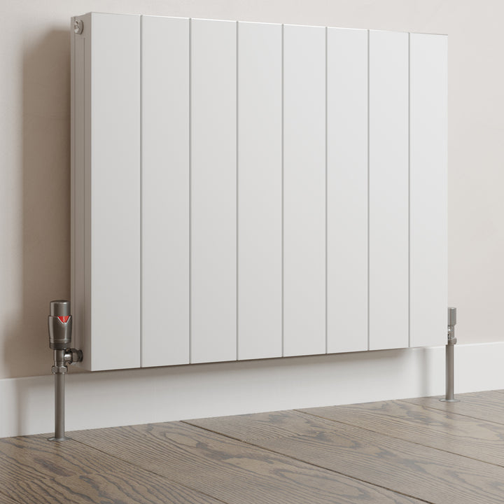 Stirling Bold - Pewter Thermostatic Radiator Valve & Lockshield Angled 10mm