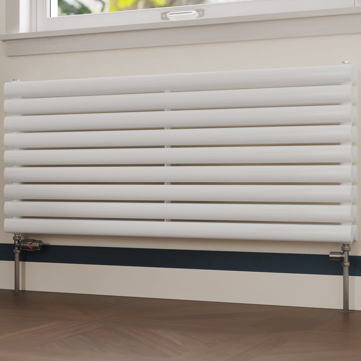 Stirling Bold - Pewter Thermostatic Radiator Valve & Lockshield Straight 10mm