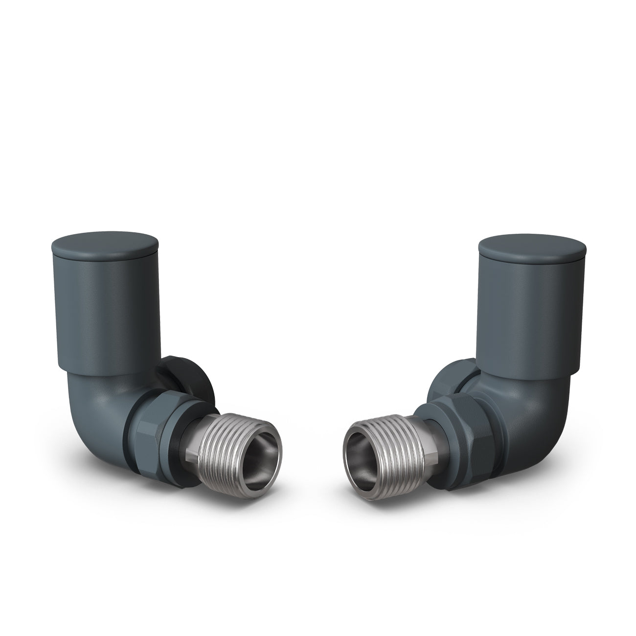 Round - Anthracite Radiator Valves Corner 15mm