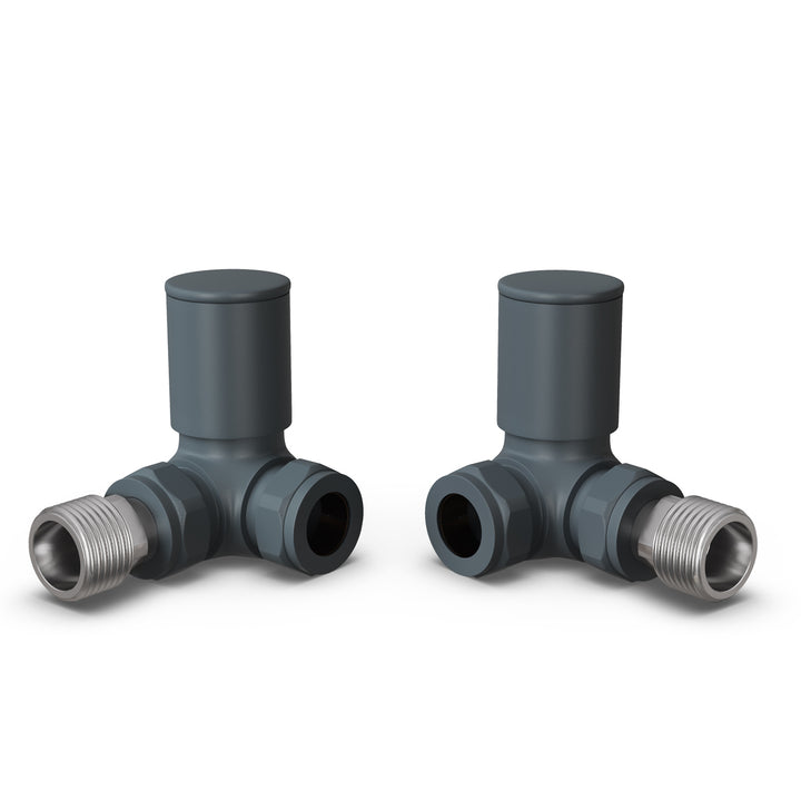 Round - Anthracite Radiator Valves Corner 15mm