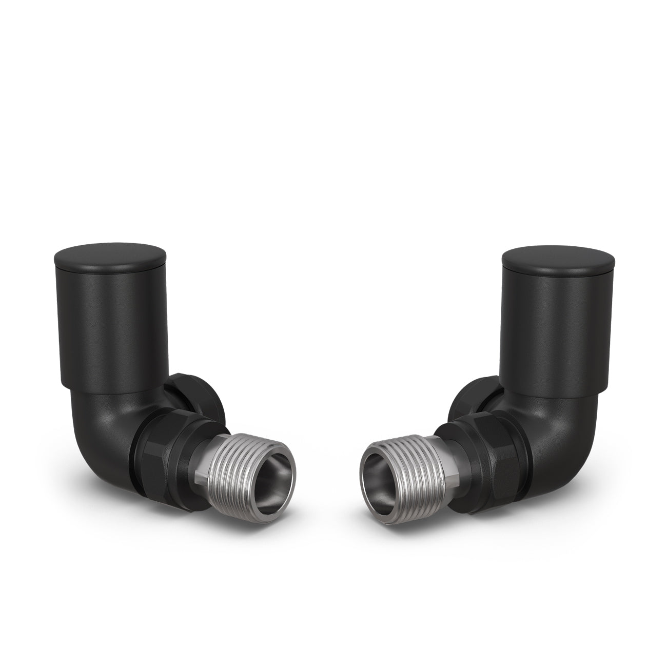 Round - Black Radiator Valves Corner 15mm
