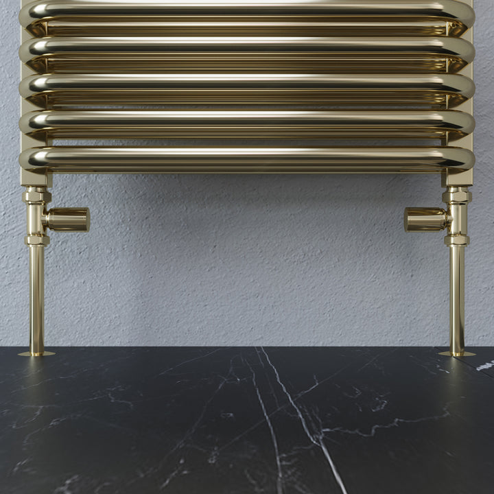 Round - Polished Brass Radiator Valves Straight 15mm