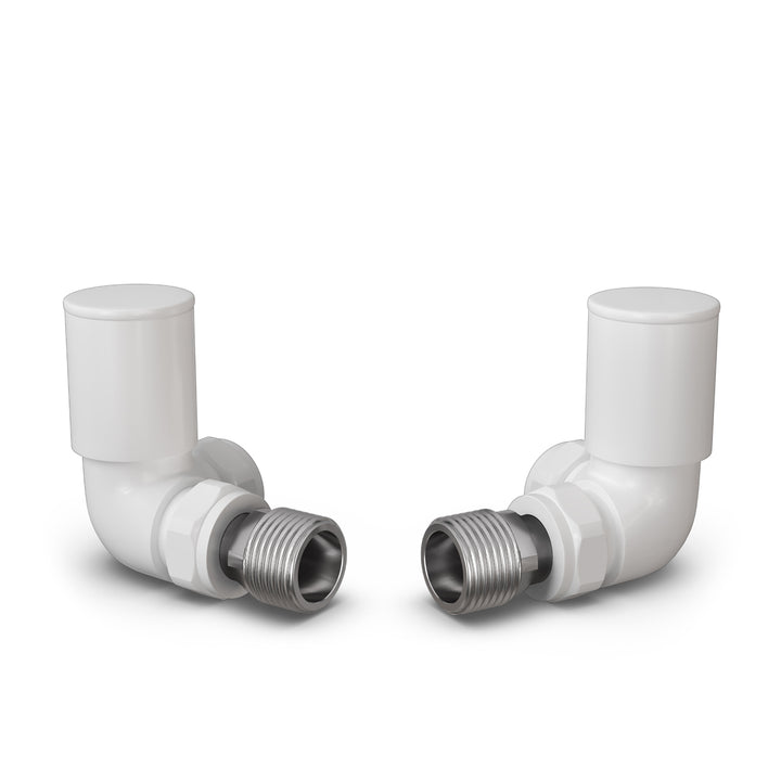 Round - White Radiator Valves Corner 15mm