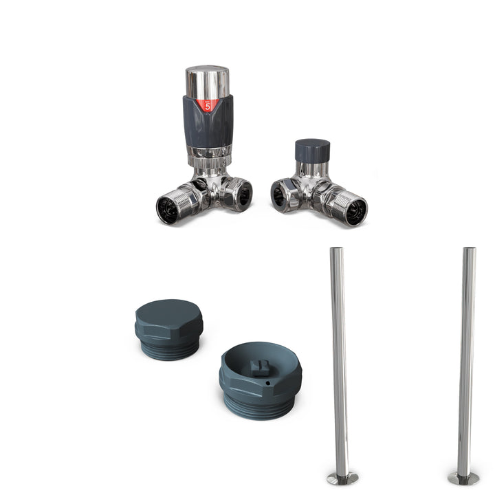 Talus Bold - Thermostatic Radiator Valve & Accessory Kit - Anthracite Corner 15mm