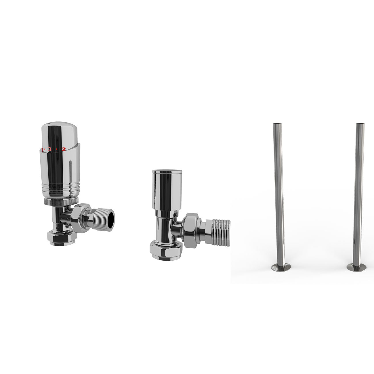Talus Bold - Thermostatic Radiator Valve & Installation Kit - Chrome Angled 15mm