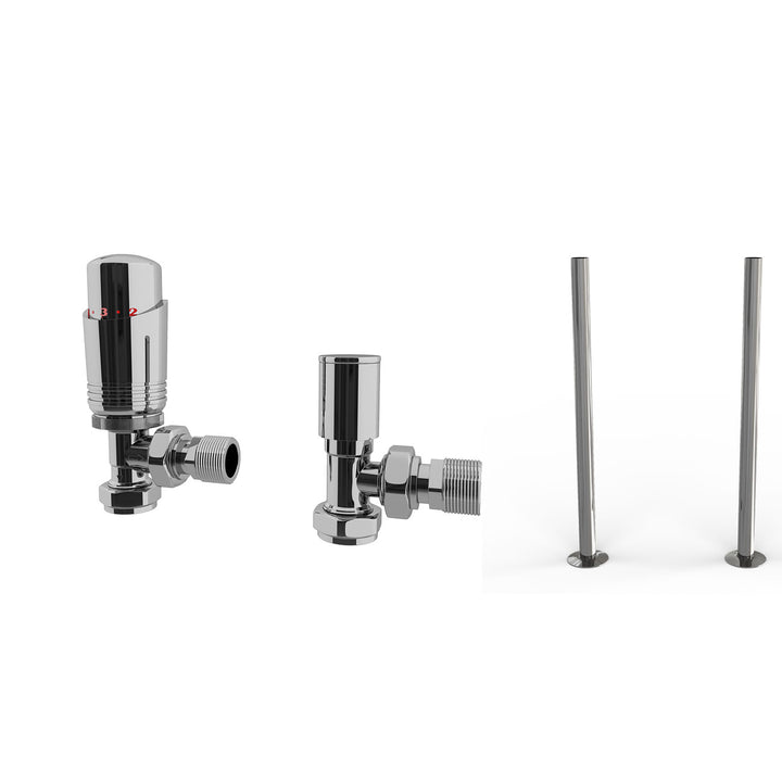 Talus Bold - Thermostatic Radiator Valve & Installation Kit - Chrome Angled 15mm