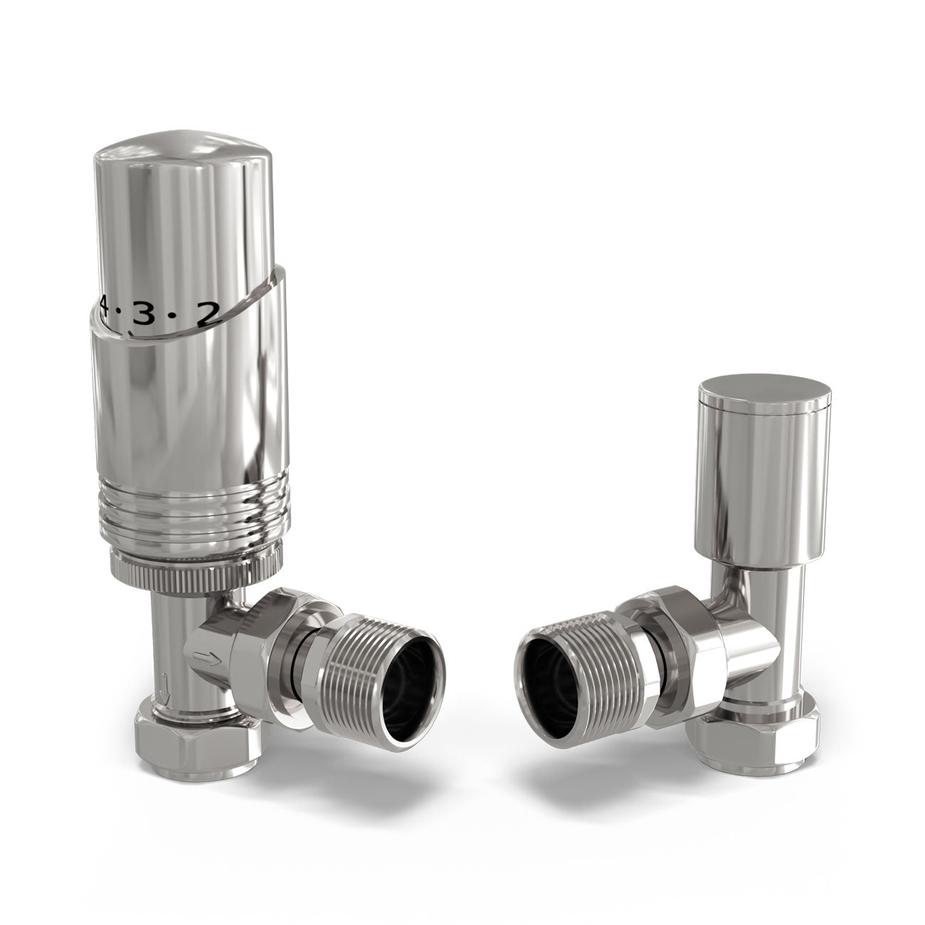 Talus Bold - Chrome Thermostatic Radiator Valve & Lockshield Angled 8mm