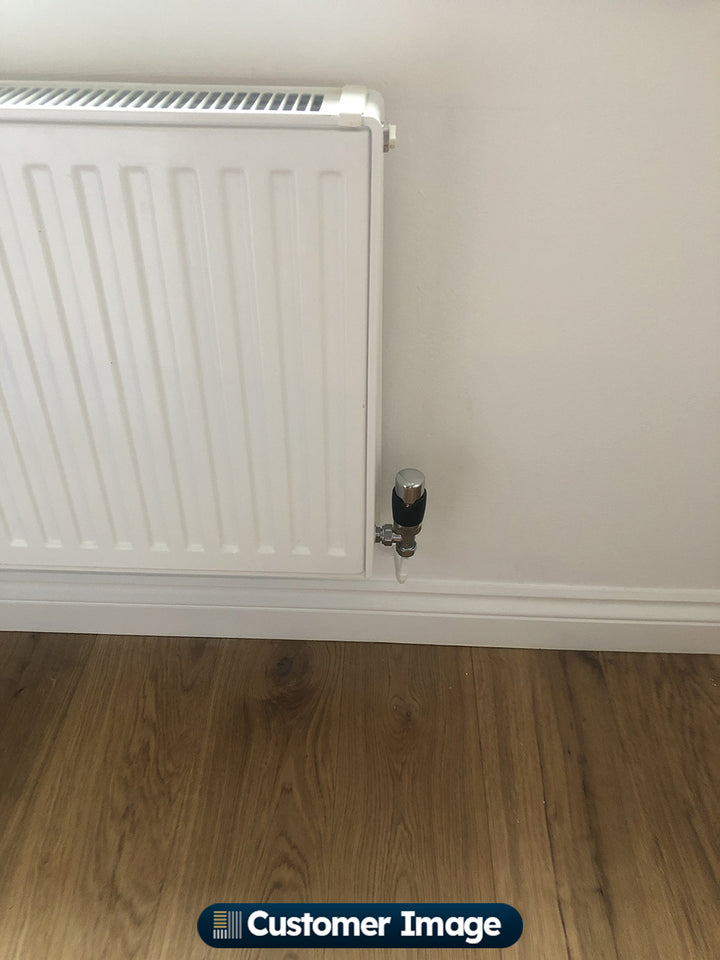 Talus Flair - Black Thermostatic Radiator Valve & Lockshield Angled 10mm