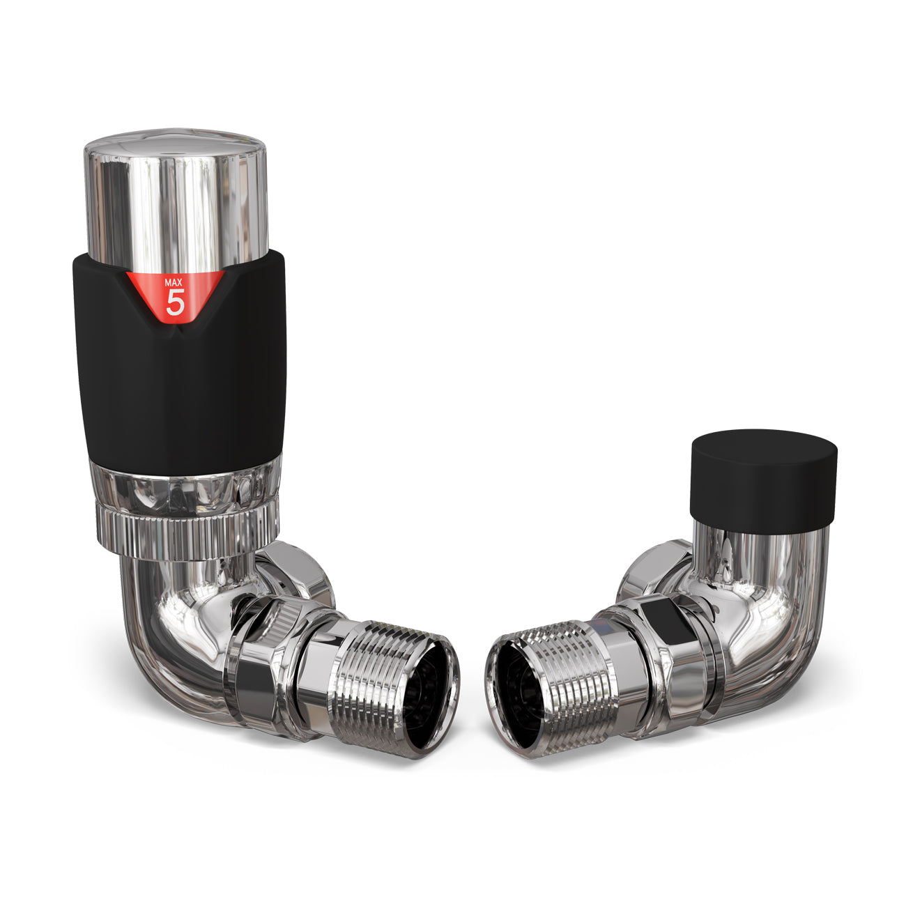 Talus Flair - Black Thermostatic Radiator Valve & Lockshield Corner 15mm
