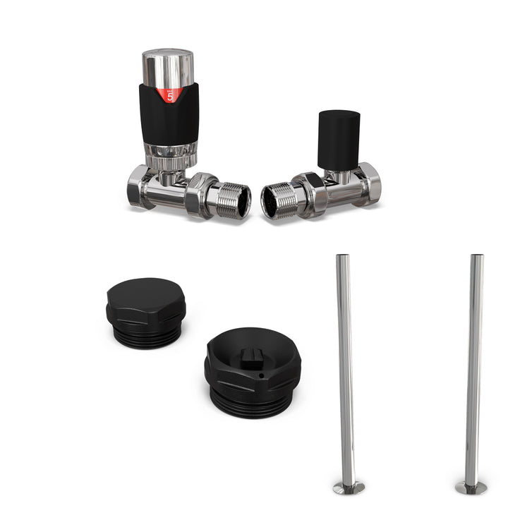 Talus Bold - Thermostatic Radiator Valve & Accessory Kit - Black Straight 15mm