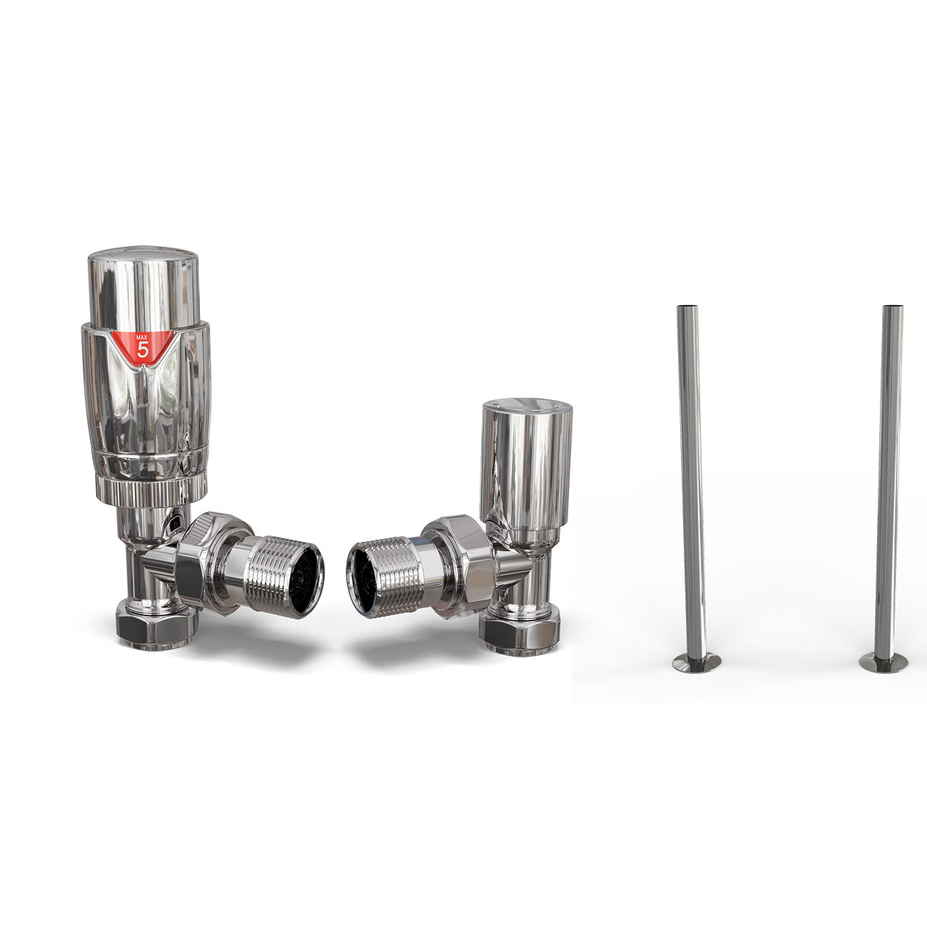 Talus Flair - Thermostatic Radiator Valve & Installation Kit - Chrome Angled 15mm