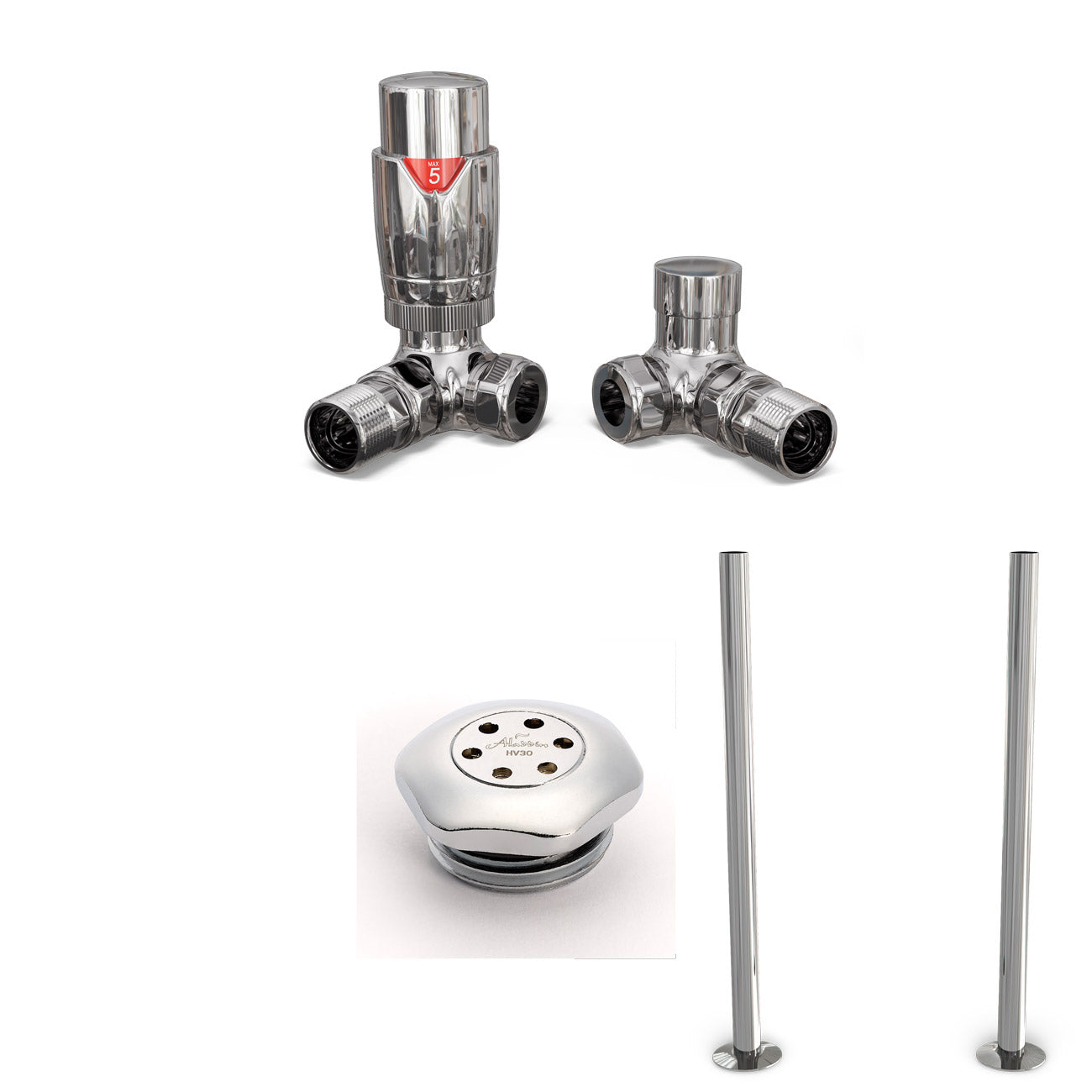 Talus Flair - Thermostatic Radiator Valve & Accessory Kit - Chrome Corner 15mm