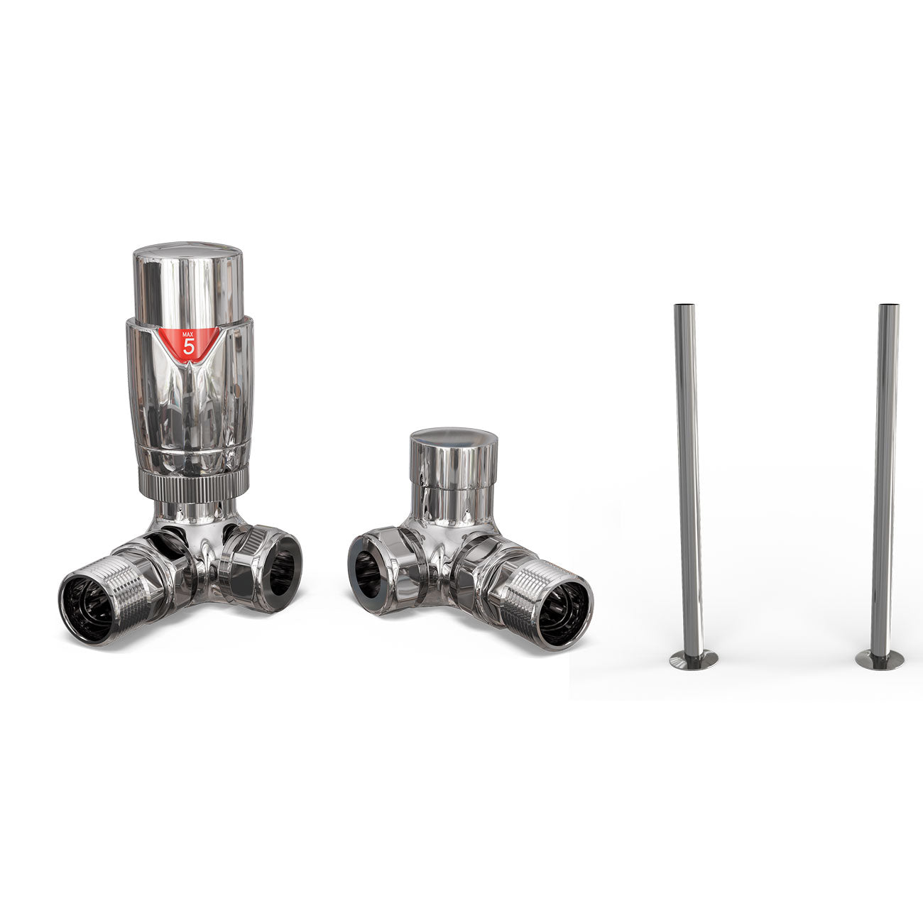 Talus Flair - Thermostatic Radiator Valve & Installation Kit - Chrome Corner 15mm