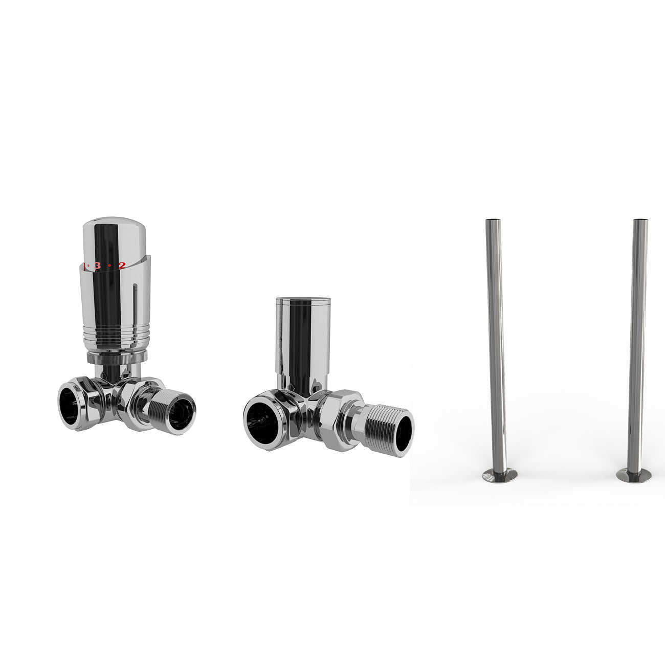 Talus Bold - Thermostatic Radiator Valve & Installation Kit - Chrome Corner 15mm