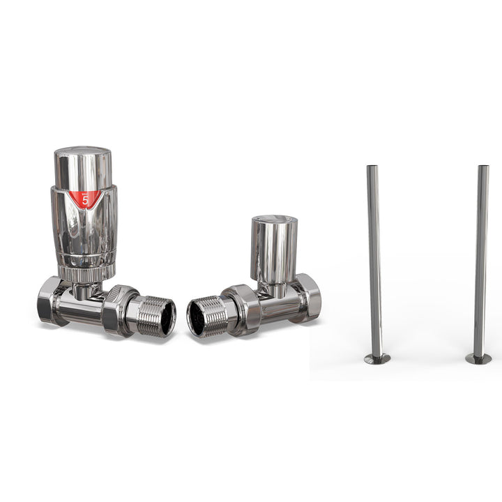 Talus Flair - Chrome Thermostatic Radiator Valve & Installation Kit Straight 15mm