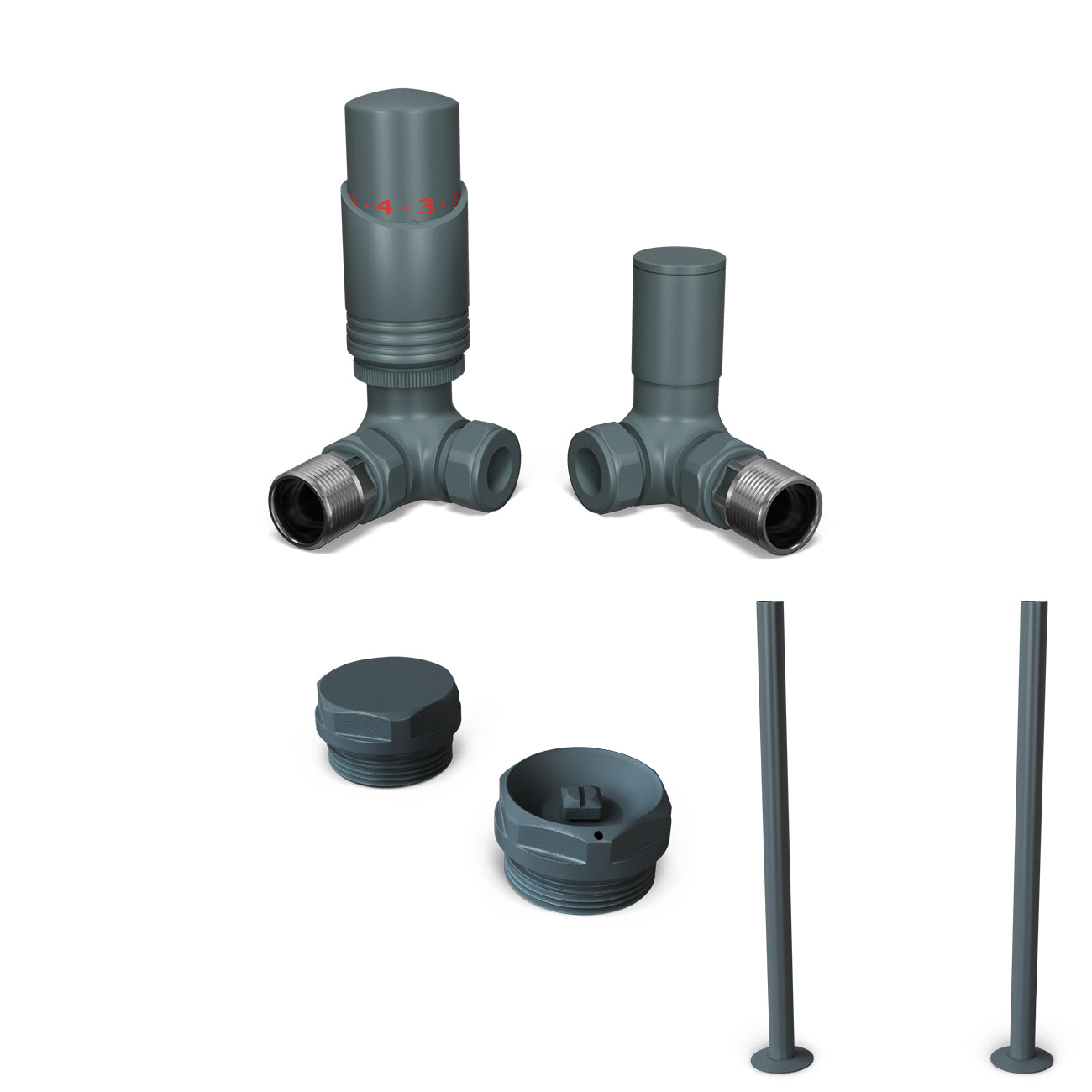 Talus Bold - Anthracite Thermostatic Radiator Valve & Installation Kit Corner 15mm
