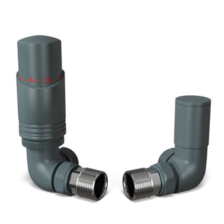 Talus Bold matt anthracite corner thermostatic radiator valve and lockshield, 15mm