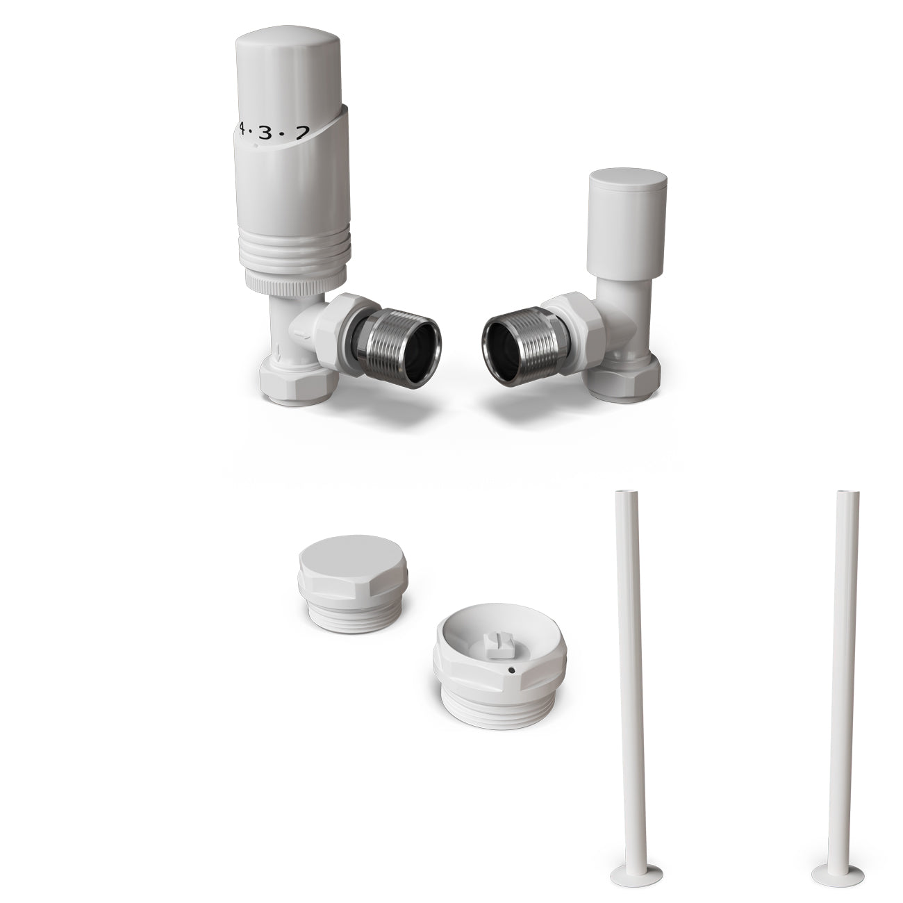 Talus Bold - Thermostatic Radiator Valve & Accessory Kit - White Angled 15mm