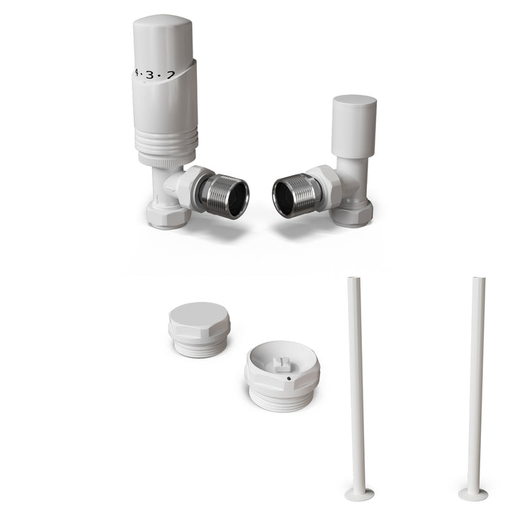 Talus Bold - Thermostatic Radiator Valve & Accessory Kit - White Angled 15mm