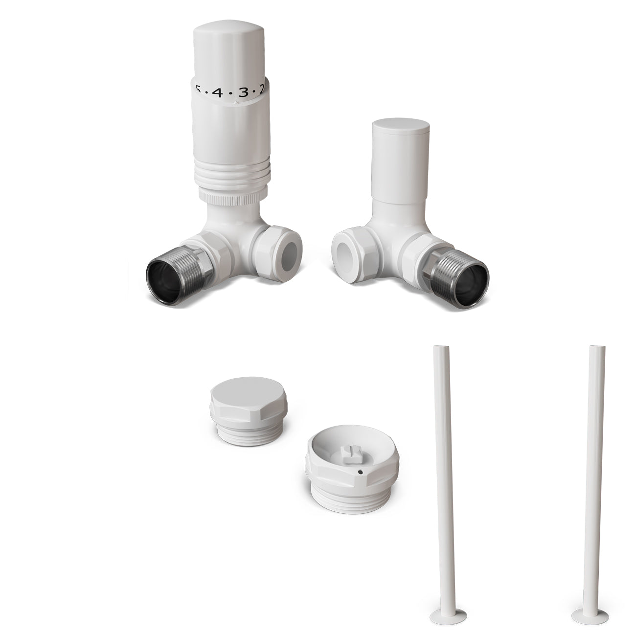 Talus Bold - White Thermostatic Radiator Valve & Installation Kit Corner 15mm