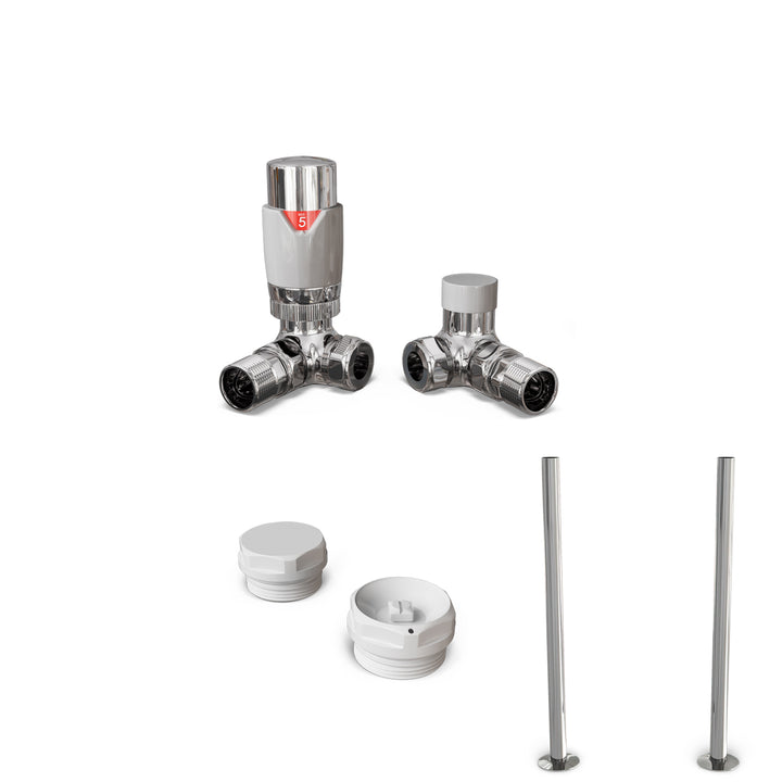 Talus Flair - Thermostatic Radiator Valve & Accessory Kit - White Corner 15mm
