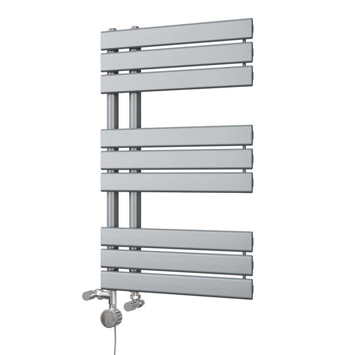 Tristan - Silver Dual Fuel Towel Rail H816mm x W500mm Thermostatic