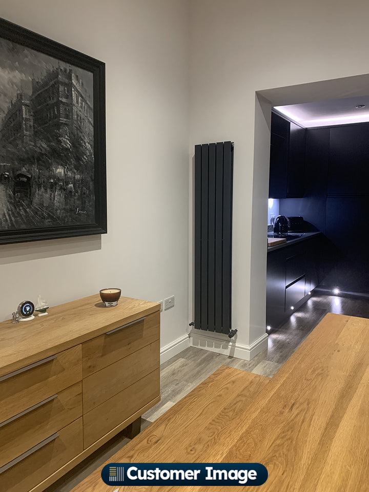 Typhoon - Anthracite Designer Radiator H1600mm x W340mm Double Panel - Feet Included